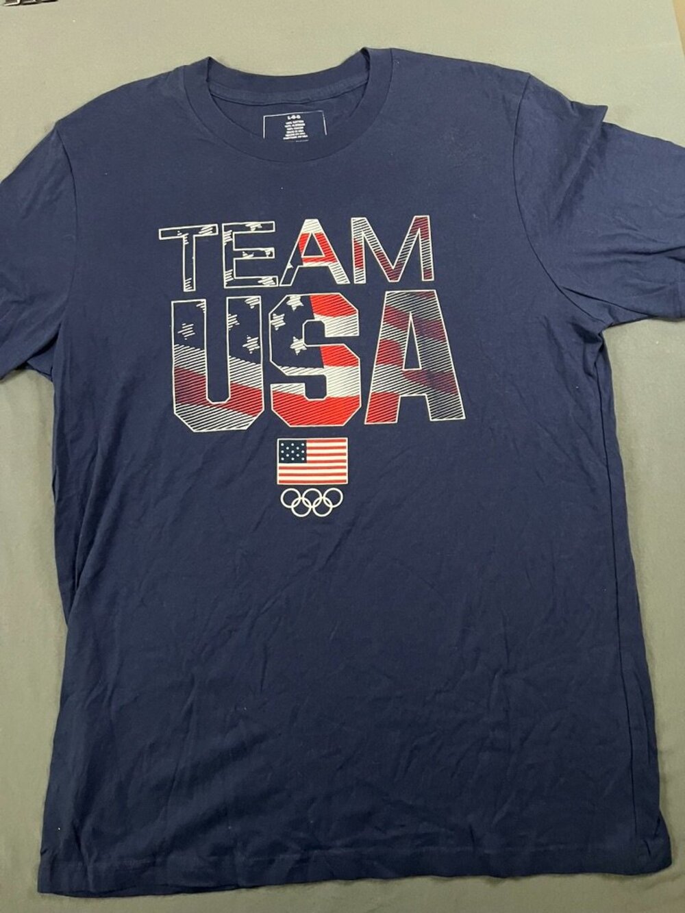Team USA Olympics Tee Men's Large Navy Blue Official Team Apparel